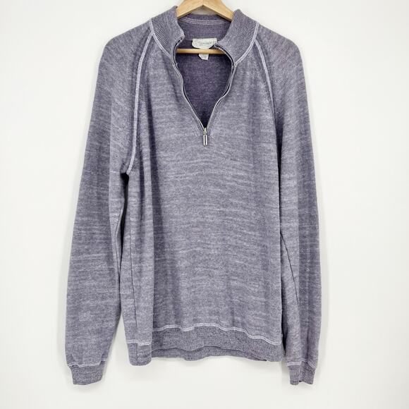 Tommy Bahama Mens Reversible Sweater 1/4 Zip Linen Blend Large Lavender Purple - Picture 1 of 10